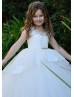 Beaded Ivory Lace Polka Dot Tulle Flower Girl Dress